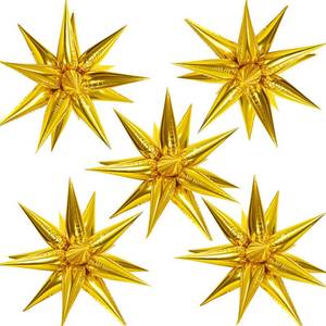 lot 14105 image: ZAKVOOR 60 Pc Gold Star Balloons Foil Spike Party Decoration