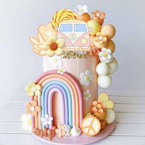 lot 14106 image: UFROMSKY 40-Piece Groovy Boho Cake Topper Set