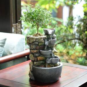 lot 17519 image: Haobos Indoor Fountain 4-Bowl Rockery Tabletop