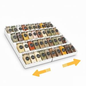 lot 17556 image: GOENDR Metal Spice Drawer Organizer, 4-Tier Expandable