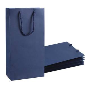 lot 18329 image: Prembag Navy Blue Wine Gift Bags, 7x3.5x13.8, 4-Pack