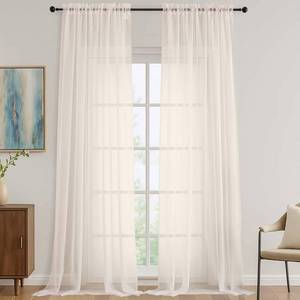 lot 18385 image: OVZME Sheer Curtains 120 Inches Long 2 Panels