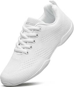 lot 18393 image: BAXINIER Girls White Cheer Shoes Youth Sneakers, Size 39