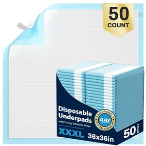 lot 19464 image: AAY Disposable Bed Pads with Adhesive Strips 36 x 36 (50ct)