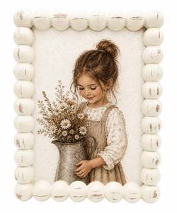 lot 19487 image: KIGHTINA 5x7 Farmhouse Picture Frame Beaded White