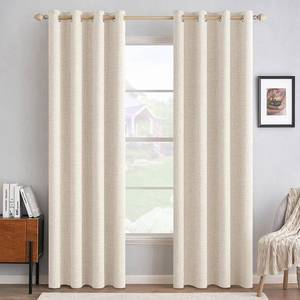 lot 19493 image: MIULEE Blackout Linen Curtains 52x84 Inches Cream