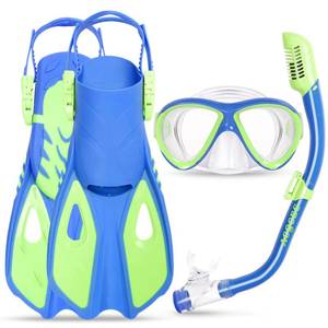 lot 19500 image: ACQCES Kids Snorkel Set 4-in-1 with Mask Fins and Snorkel