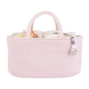lot 20229 image: XUANGUO Large Pink Cotton Rope Diaper Caddy Organizer