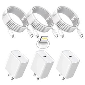 lot 20237 image: TrimDish 3-Pack 10FT iPhone Charger Cable & Block
