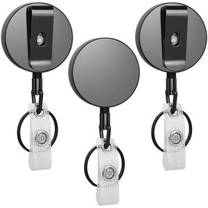 lot 20241 image: Selizo Metal Retractable Badge Reel Holder 3-Pack