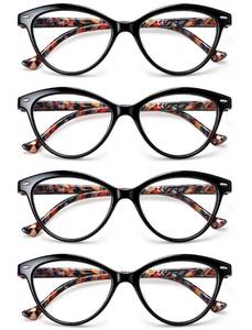 lot 20259 image: HEEYYOK Reading Glasses Women Cat Eye 4-Pack