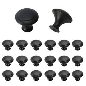 lot 20305 image: AUXBC 25Pcs Round Drawer Knobs 30mm Black Cabinet Pulls