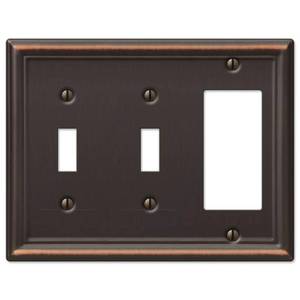 lot 20327 image: Amerelle Chelsea Wallplate 2 Toggle1 Rocker Aged Bronze