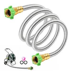 lot 20337 image: Kytvl 5FT Stainless Steel Garden Hose Female to Female