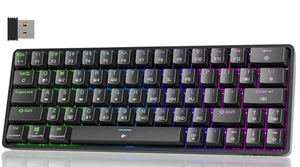 lot 13311 image: Compact Keyboard w BT1-BT3 and 2.4G Key Labels & Braided Cable T63