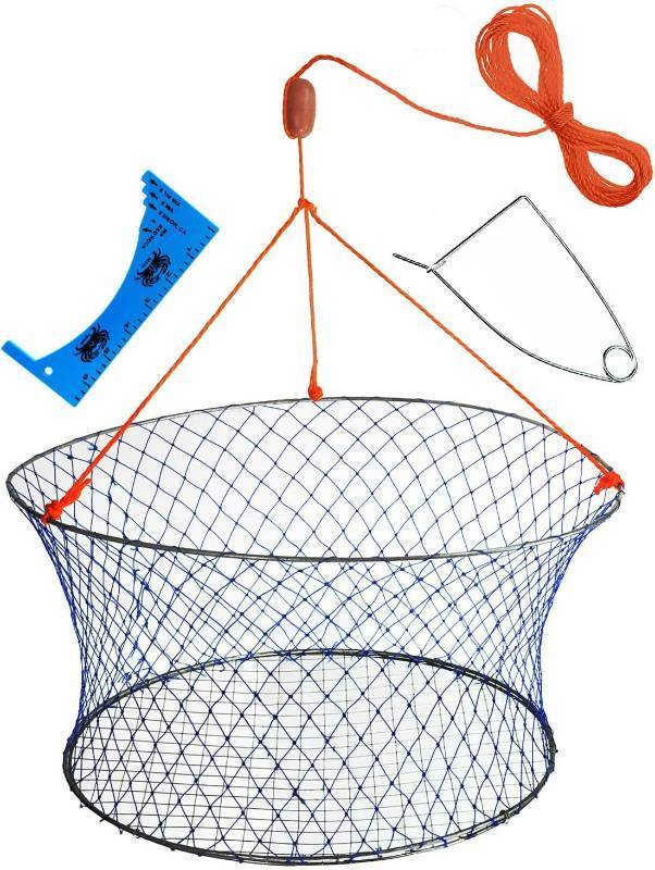 lot 121578 image: Palmyth Wire Grid Bottom Crab Nets Two Ring Crab Kit with Harness and Bait Clip 24 X 20 X 12