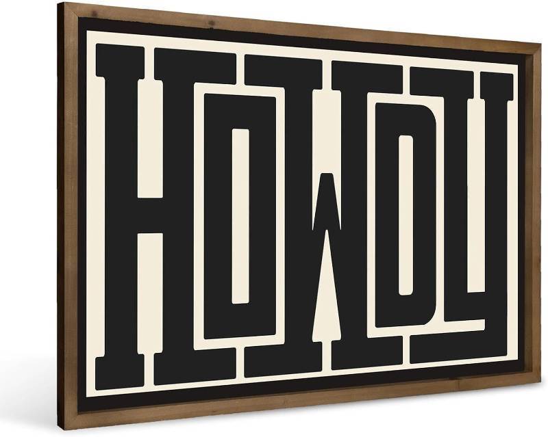 lot 221592 image: 23.6 x 15.7 Howdy Wall Art, Large Western Cowboy Sign