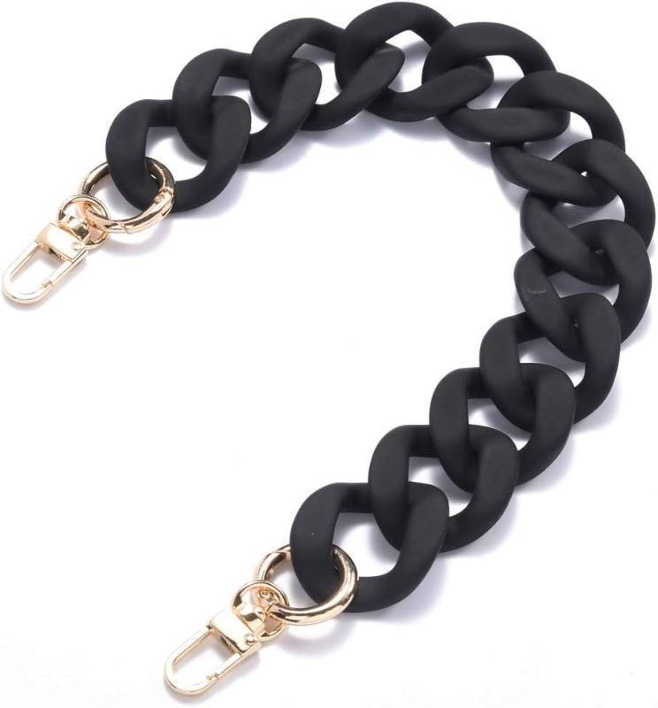 lot 321535 image: AUMEY Large Flat Chain Strap - Acrylic Luxury Handbag Strap Fashionable Replacement Purse Clutches Handles for DIY Crafts, 15.7 inch of Each   (02- Black)