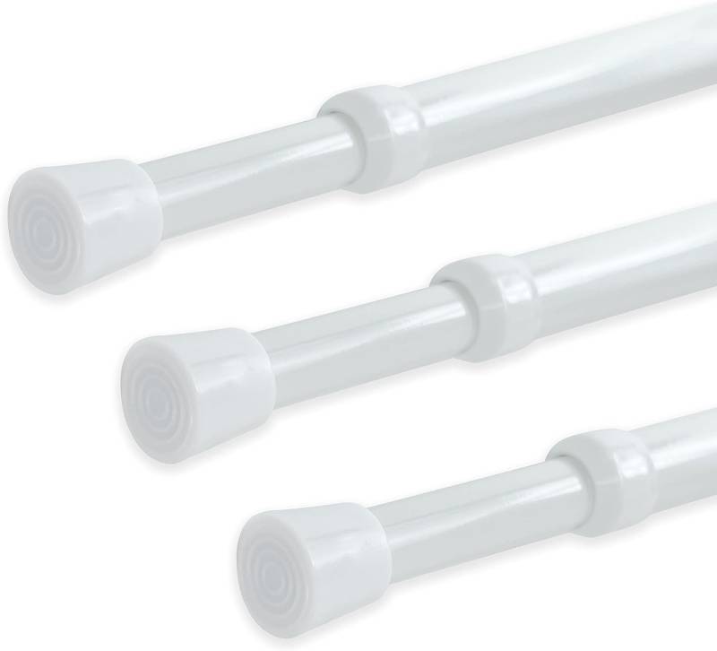 lot 101691 image: YYWL&HP 3 Pack Spring Tension Telescopic Rod Curtain Rods Adjustable Eextension Telescopic Rod, Suitable for Closet, Window, Kitchen, Bathroom, Cabinet, Wardrobe (41.1-70.9 3PCS WHITE)