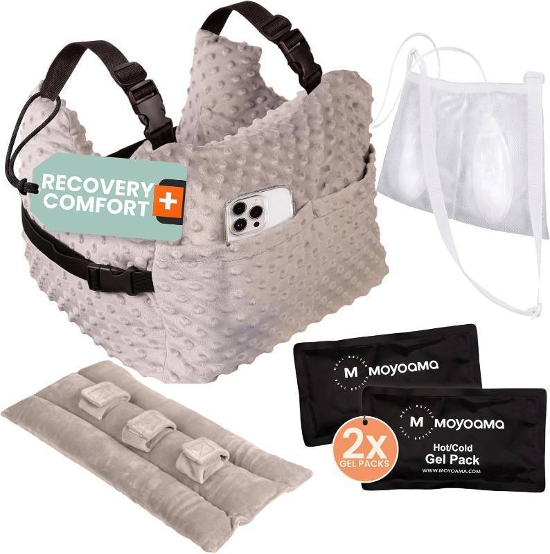 lot 171461 image: MOYOAMA Post Mastectomy Pillow   Hands-Free Protection with Secure Strap & Easy-Clean Washable Cover Breast Surgery Must Haves,Breast Reduction Recovery Supplies,Breast Augmentation, Moonlight Grey
