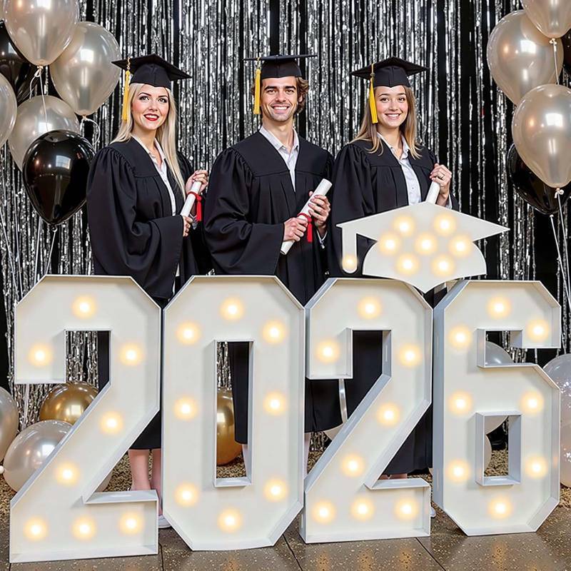 lot 271505 image: 2.3ft Class of 2026 Light Up Numbers Graduation Decorations Large Marquee Letters with Lights Giant Jumbo Foam Board Lighted Sign Big Grad Mosaic 2.3 Feet Tall High School College Party Prom Decor