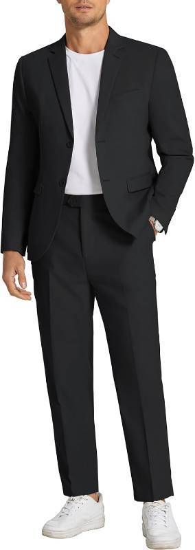 lot 371490 image: COOFANDY Mens 2 Piece Linen Suits Set Regular Fit Casual Linen Lightweight Suit Summer Beach Wedding