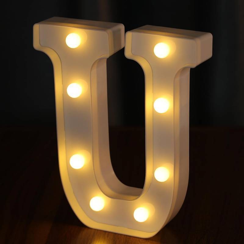 lot 371492 image: LED Light Up Letters, Warm White Decorative Marquee Letters(U)