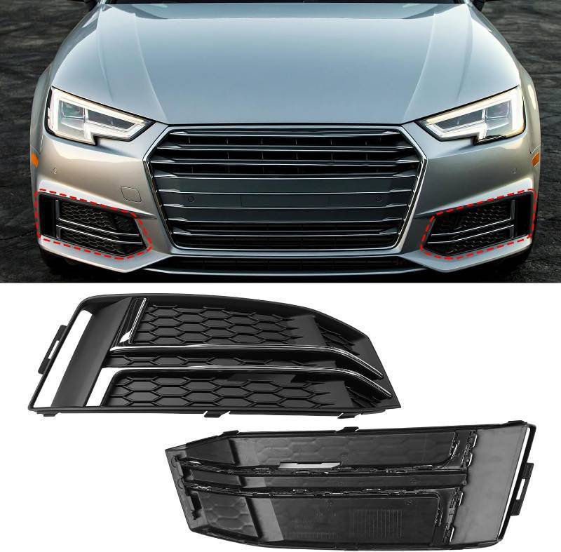lot 261624 image: For Audi A4 B9 S-Line S4 Fog Light Cover 2016-2018,Black Silver,2PCS