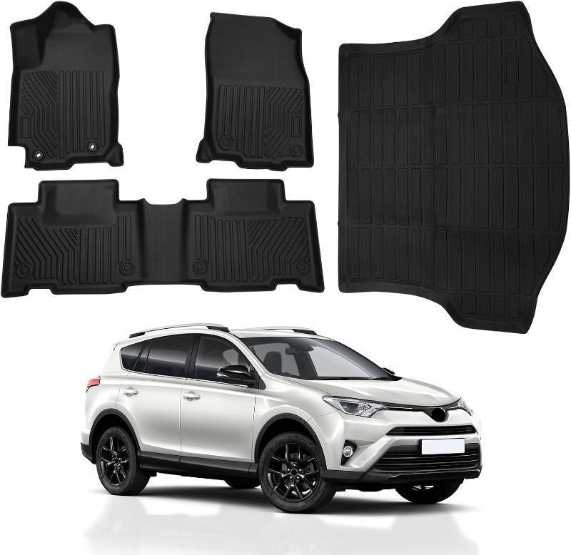 lot 251710 image: Floor Mats & Cargo Liner Set Fit for Toyota RAV4 2013-2018 (Not for Hybrid or Prime), All-Weather Protection Heavy Duty Anti-Slip TPE Floor Liners & Trunk Mat for 2013-2018 RAV4 Black