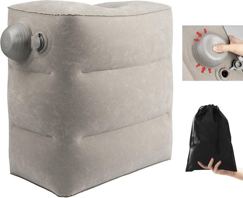 lot 351867 image: Inflatable Foot Rest for Air Travel,Airplane Travel Foot Rest Adjustable Height,CarAirplane,Footrest Pillow with Pump for Office,Airplane,Train,Cars,Home