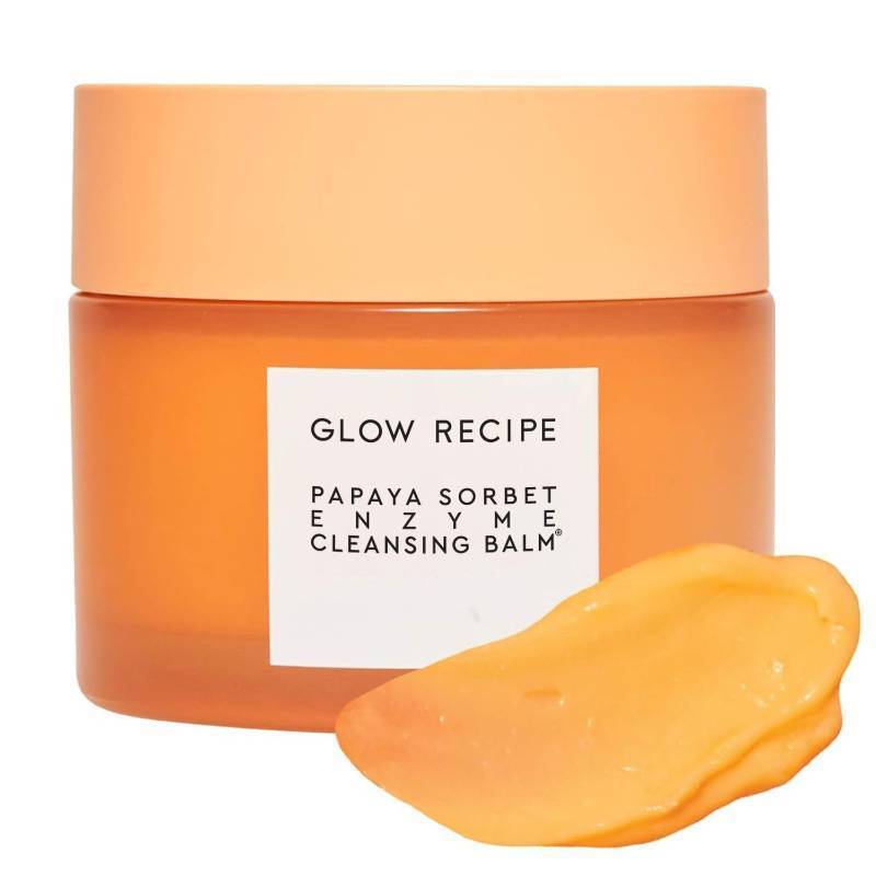 lot 452260 image: Glow Recipe Papaya Enzyme Cleansing Balm, Korean Double Cleanse First Cleanser, Makeup Remover  Cleansing Oil Balm, Gentle Exfoliating Face Cleanser, Hydrating (3.38 oz)