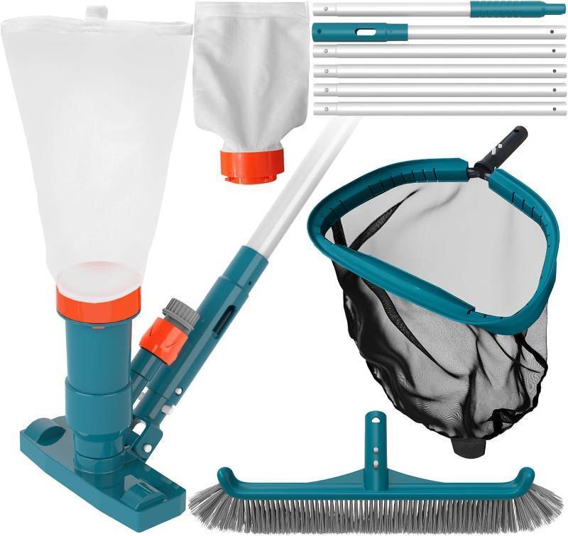 lot 421573 image: Above Ground Pool Cleaning Kit, Pool Net & Pool Vacuum and Brush with Pole