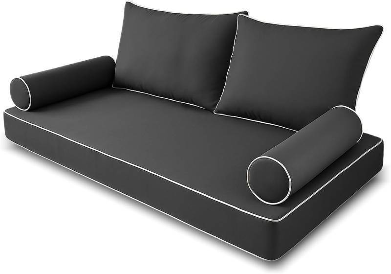 lot 211516 image: Retails for $160 Outdoor Twin Size Patio Swing Bed Mattress and Pillows Cover with Zipper,Fade Resistant 6 Inch Porch Daybed Cushion Waterproof Covers (Dark Gray, 75  39  6in)