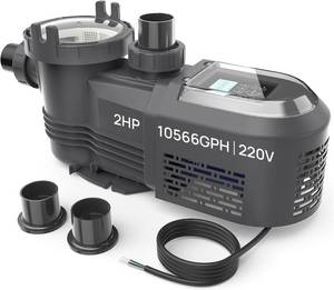 lot 201595 image: Retails for $699 Aquastrong Variable Speed Pool Pump, 2 HP, 220V, 10566GPH, InAbove Pool Pump, Energy Efficient, High Flow, Powerful Self Primming Swimming Pool Pumps with Filter Basket