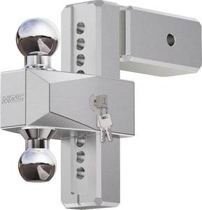 lot 411522 image: Retails for $190 MZS Adjustable Trailer Hitch - Fits 3 Inch Receiver Hitch - 8-Inch Adjustable Drop Hitch - Heavy Duty Aluminum Tow Hitch for Truck(21,000 LBS GTW) Chrome