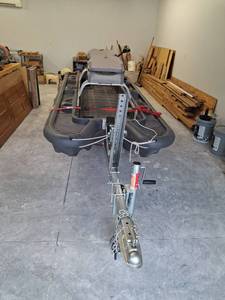 lot 1030 image: Bass Hunter Boats EX BKH08148G515 2-Person Fishing Boat with Trailer and Trolling Motor