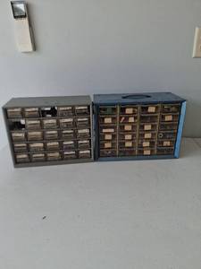 lot 1059 image: (2) Hardware Storage Cabinet Set with Drawers
