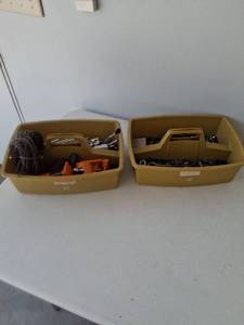 lot 1074 image: 2 Yellow Tool Caddy Bins with Hardware