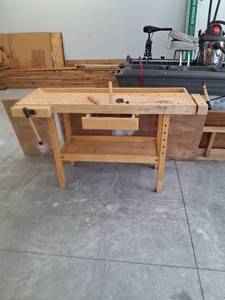 lot 1079 image: Woodworking Bench With Vises