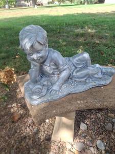 lot 1083 image: Garden Statue Boy with Snail Figurine