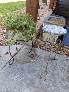 lot 1094 image: Patio Side Table with Plant and Plant Stand