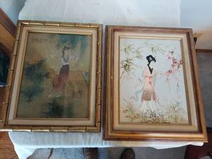 lot 1129 image: Two Asian Framed Decor - Female Figures