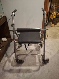 lot 1193 image: Four-Wheel Rollator Walker with Seat and Handbrakes