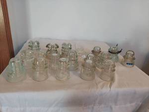lot 1231 image: Lot of 18 Glass Electrical Insulators, Various Styles and Markings