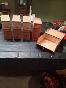 lot 1244 image: Vintage File Boxes  Storage Trunks - Set of 5