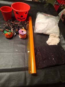 lot 1245 image: Halloween Decoration Lot - Buckets, String Lights, Pumpkin Pail