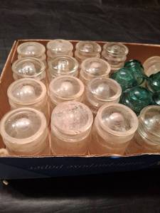 lot 1247 image: Lot of Glass Insulators, Clear and Green