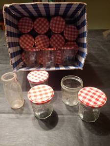 lot 1266 image: Jars with Red Gingham Lids