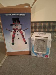 lot 1411 image: Acrylic Snowman Lamp and Color Changing LED Glass Globe Lot