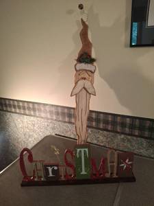 lot 1446 image: Christmas Holiday Decor - Wooden Santa and Christmas Display